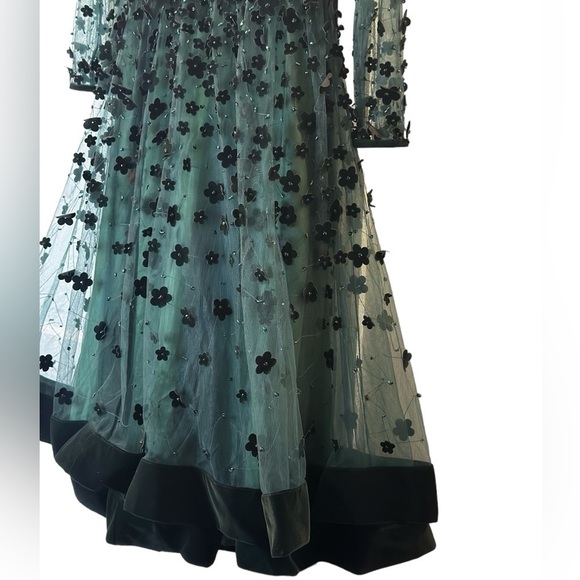 Mac Duggal 67007 Emerald Embellished Illusion Long Sleeve Dress Sz 4 NWT - Picture 6 of 14